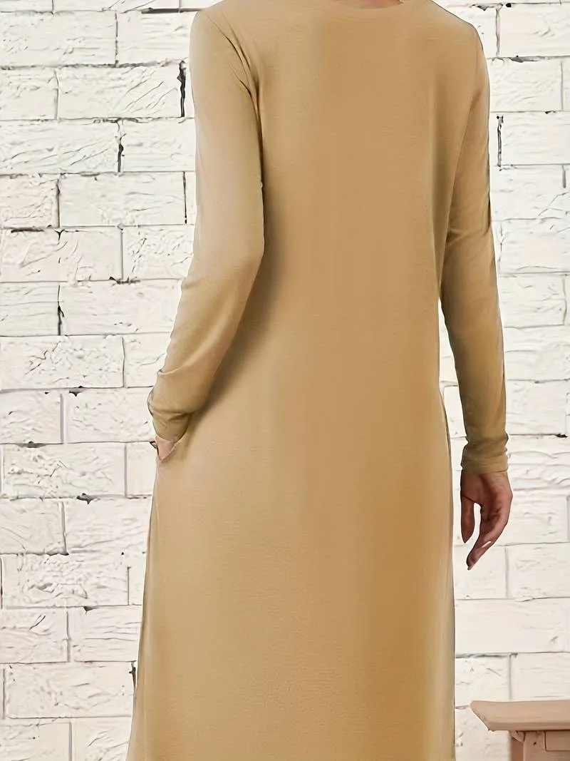 Remi - Solid Crew Neck Midi Dress