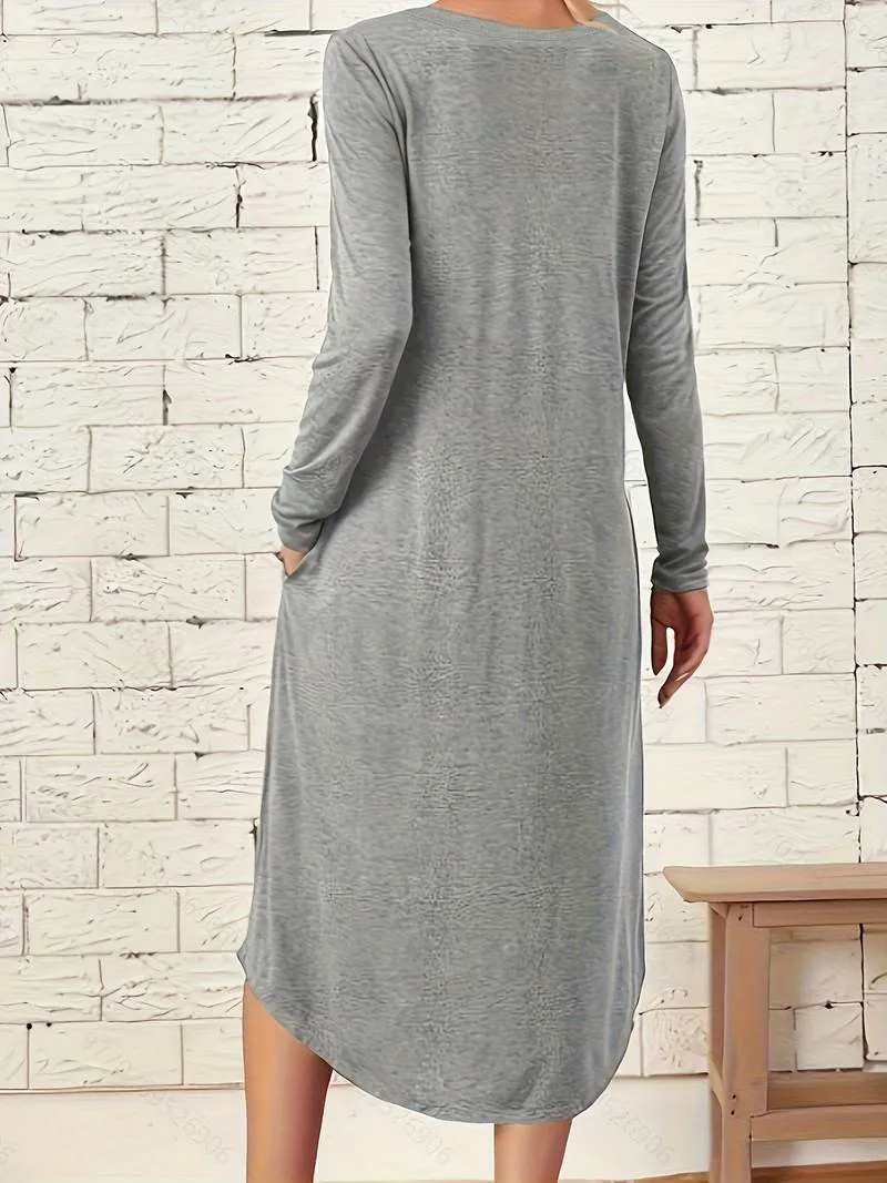 Remi - Solid Crew Neck Midi Dress