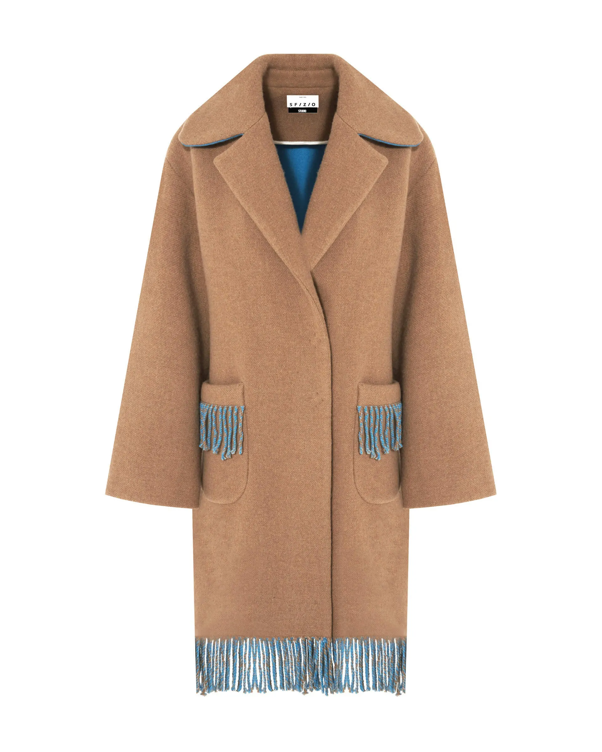 SFIZIO - TWO TONED COAT WITH FRINGE