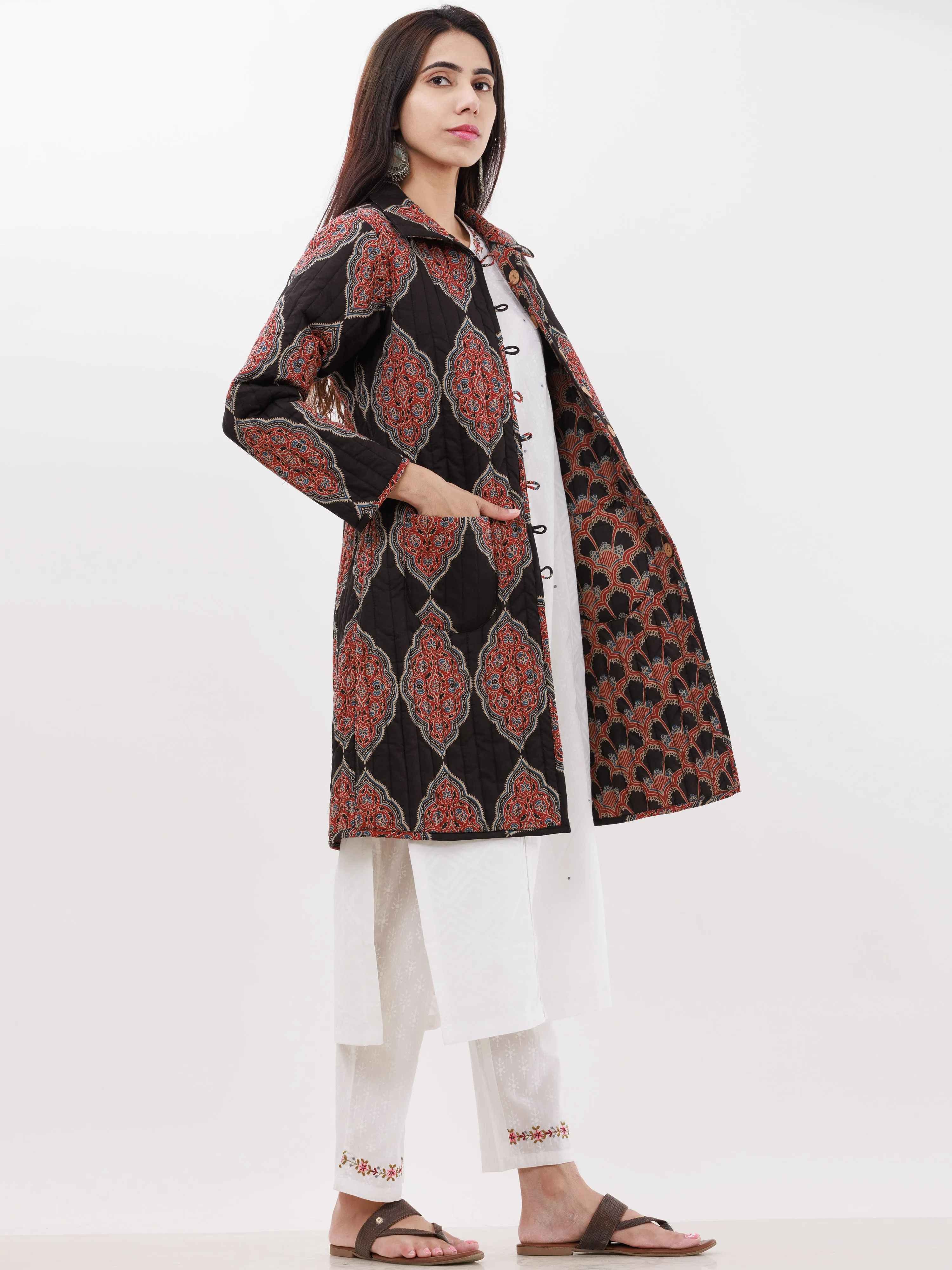 Shishir Diya Ajrakh Quilted Reversible Jacket