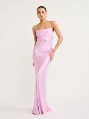 Shona Joy Ruched Backless Slip Dress in Peony