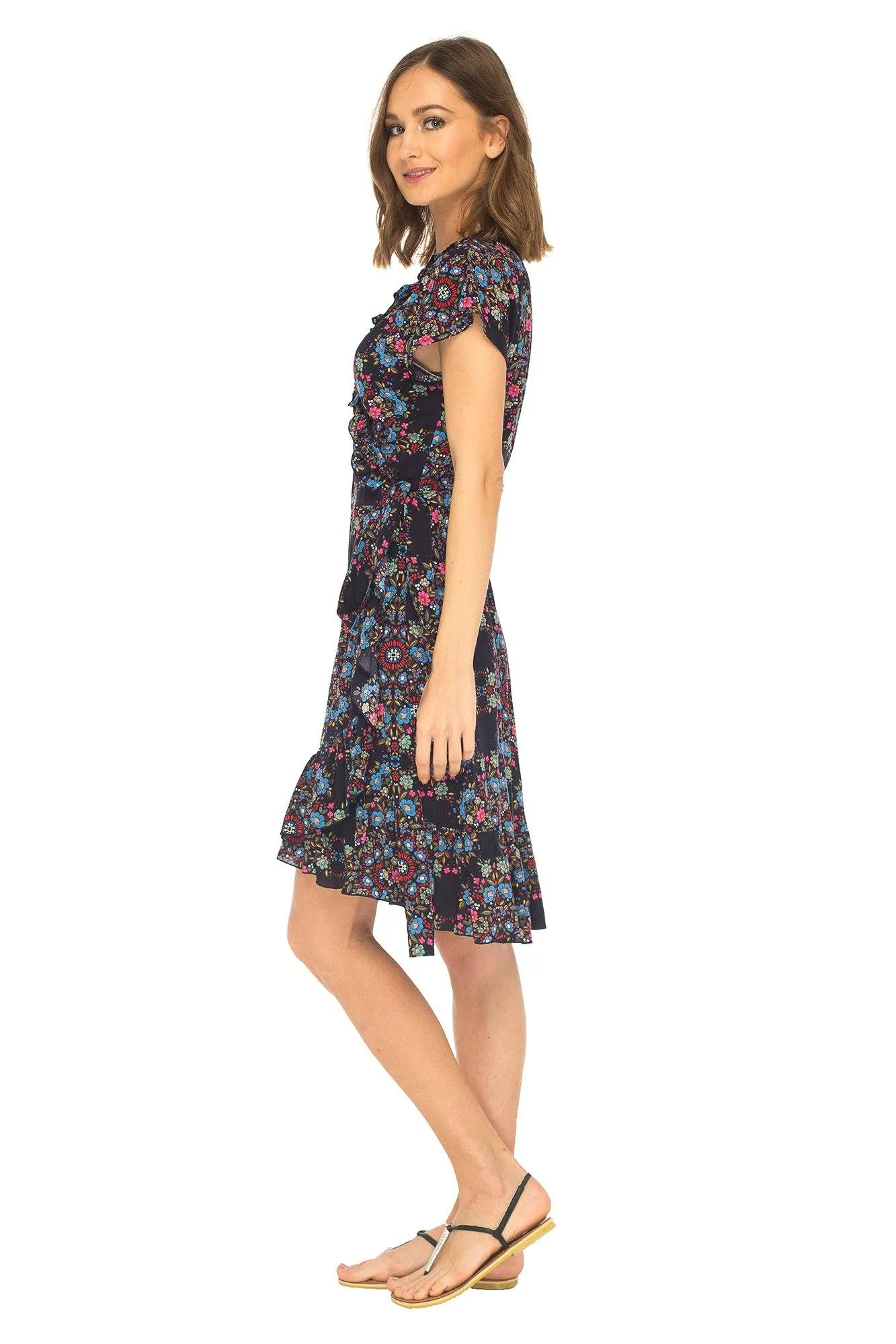 Short Floral Summer Wrap Dress