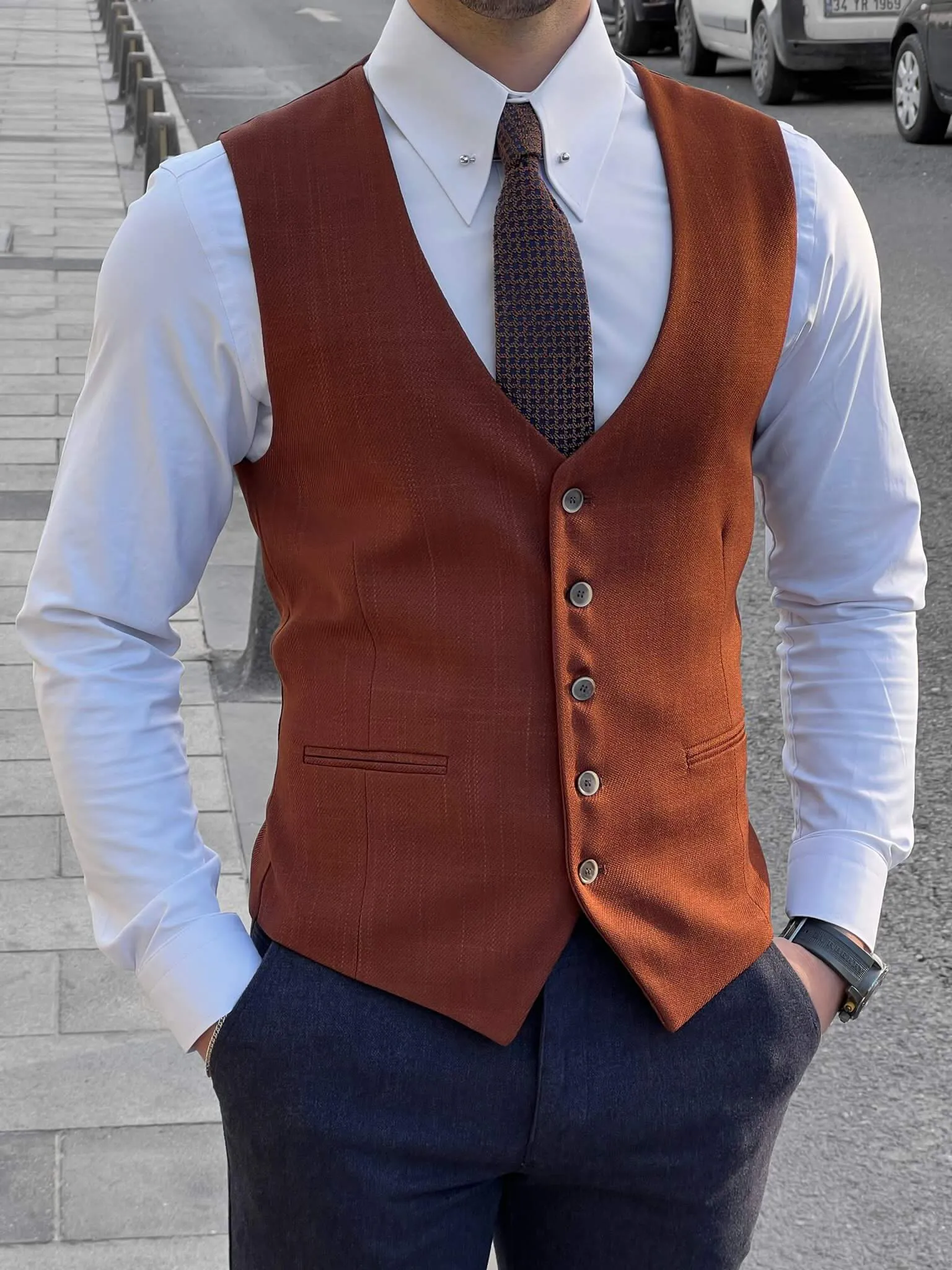 Slim Fit Tile Waistcoat