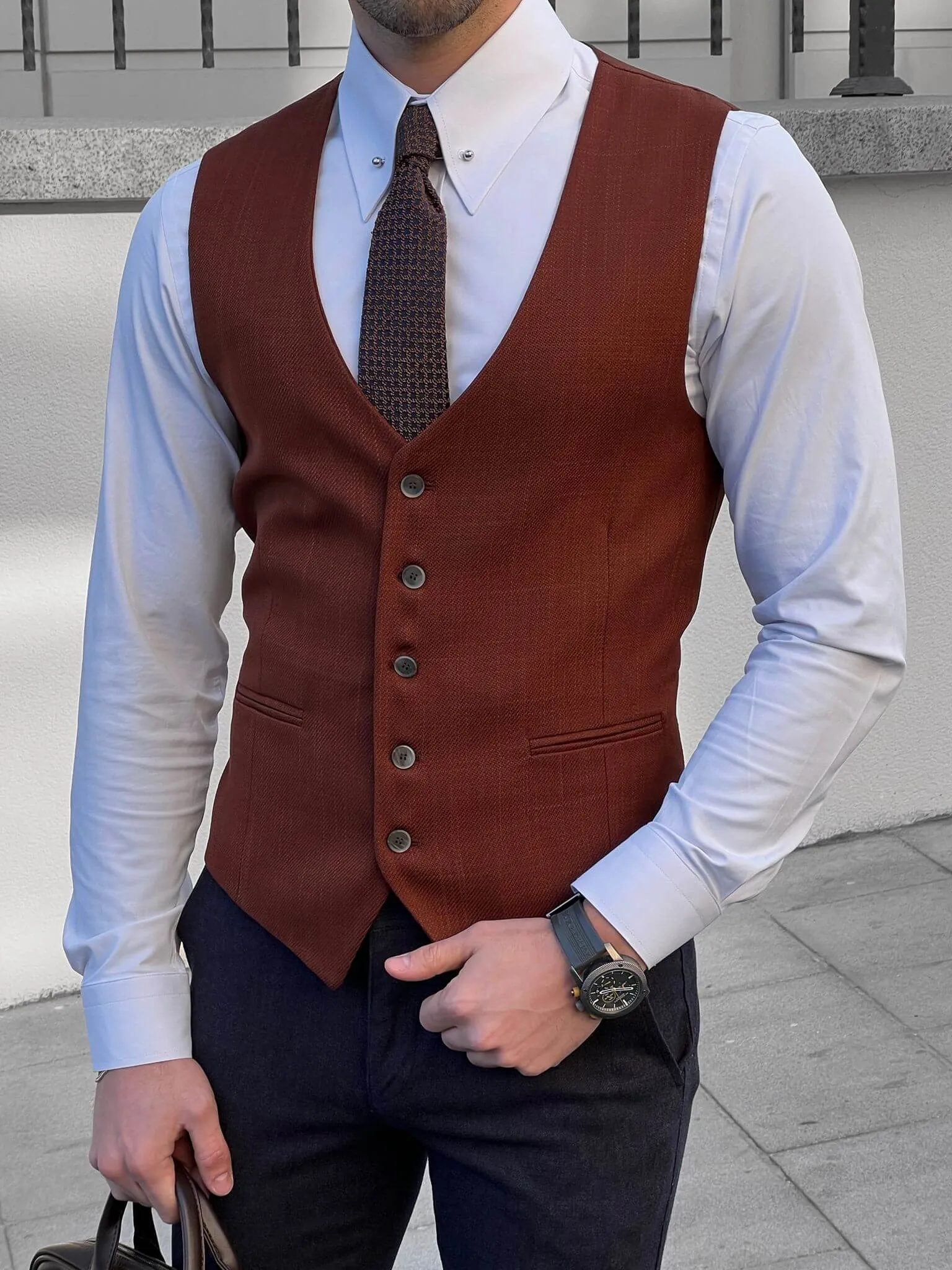 Slim Fit Tile Waistcoat