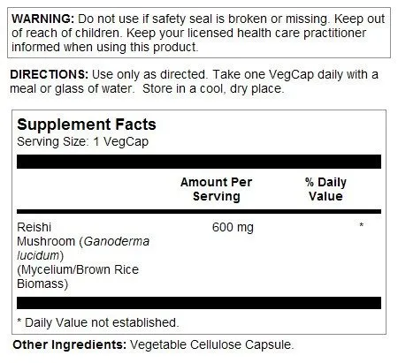 Solaray Reishi Mushroom 600mg 100 Capsule