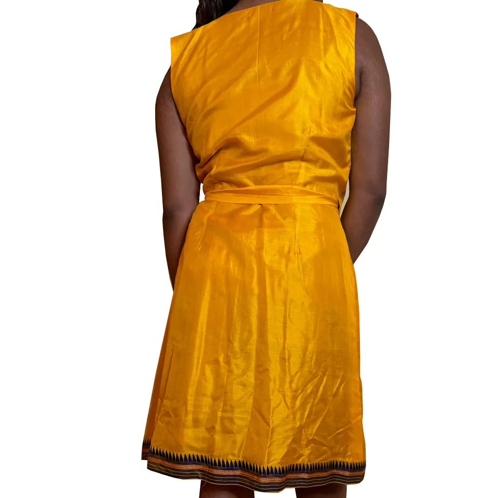 Sona Gold - Silk Sari Fabric Wrap Dress