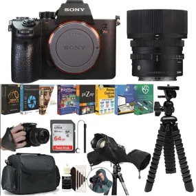 Sony a7R IIIA Mirrorless Digital Camera   Sigma 45mm f/2.8 DG DN Lens Accessory Bundle