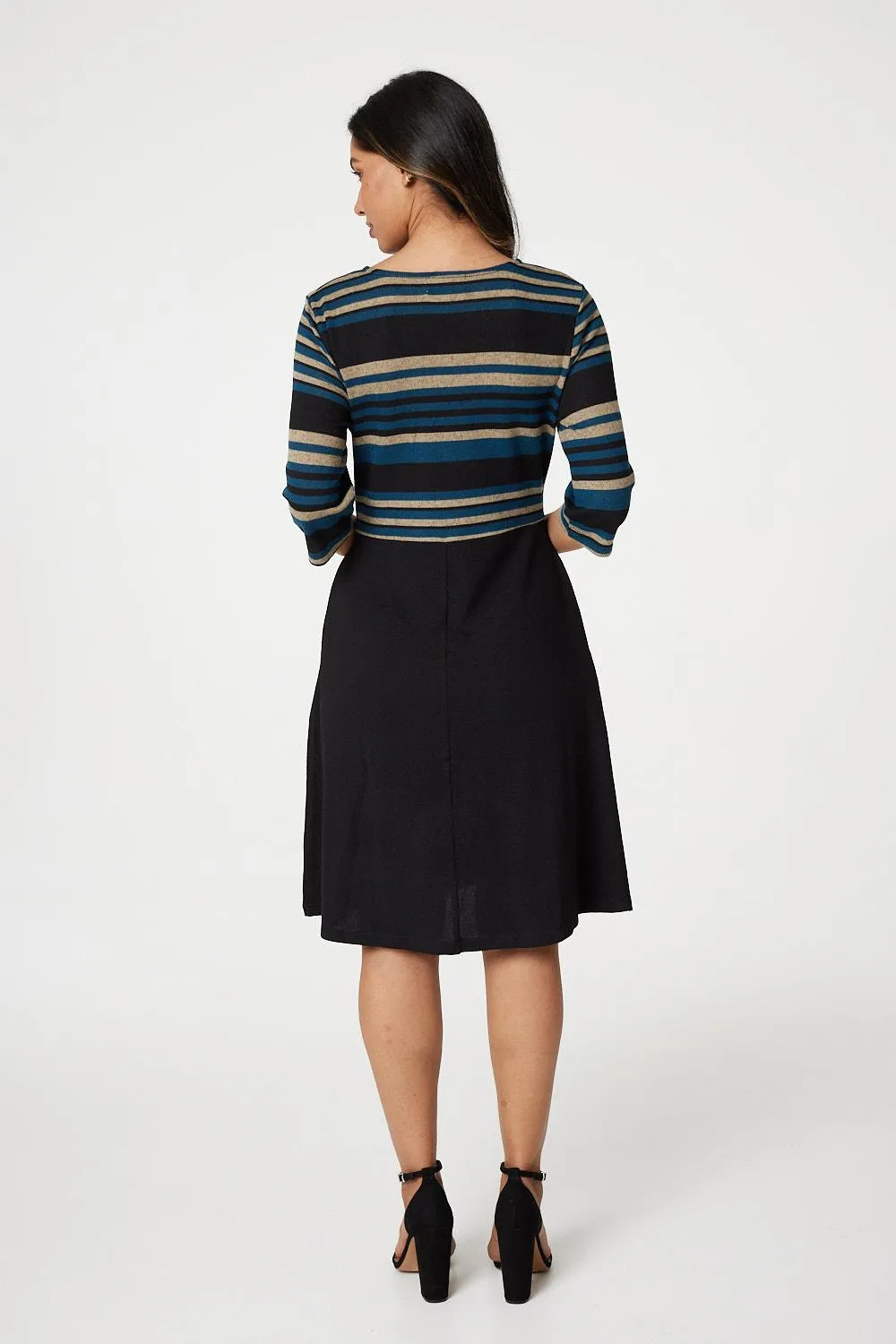 Striped Colour Block Skater Dress