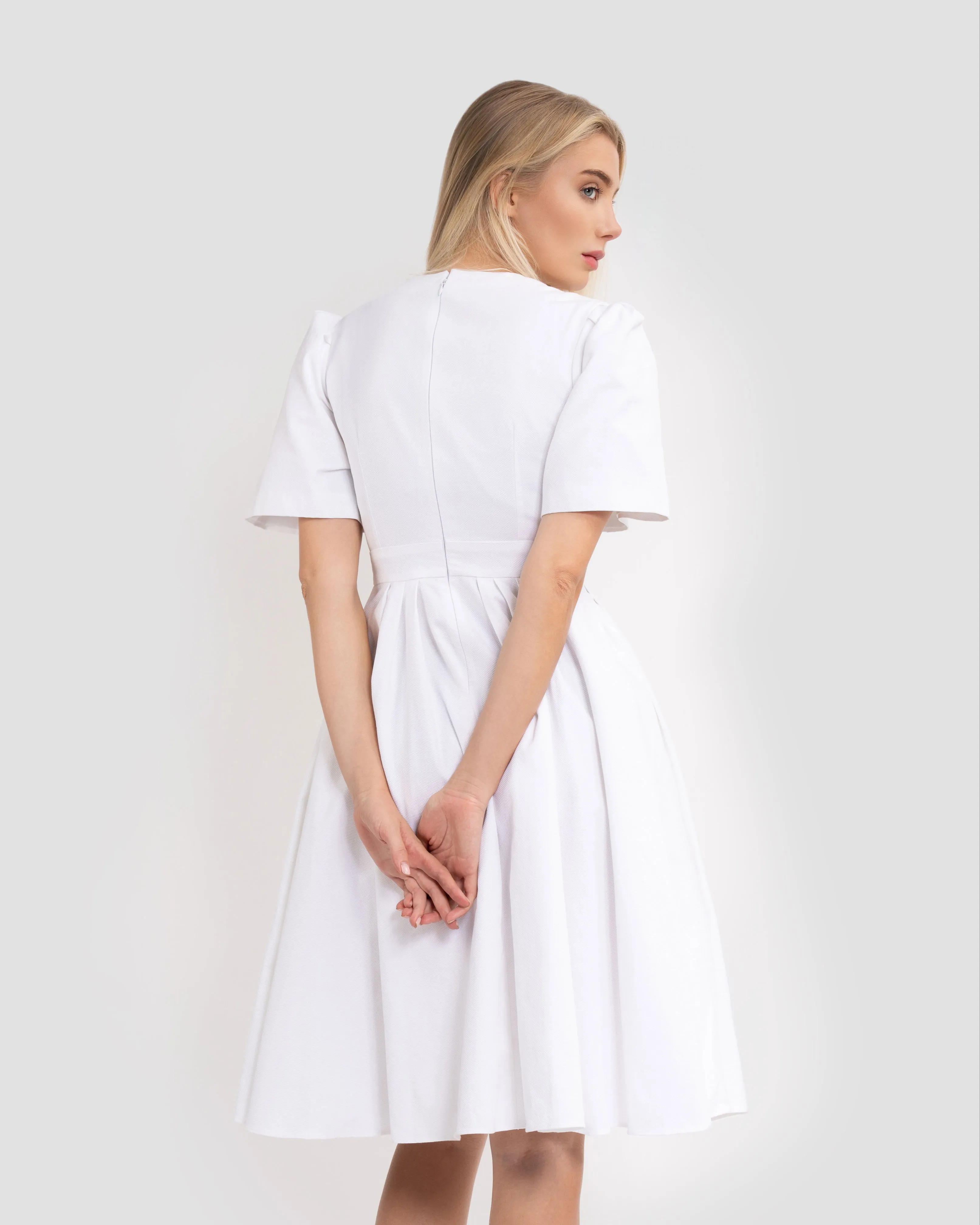 Structured Bell Sleeves Wrap Dress