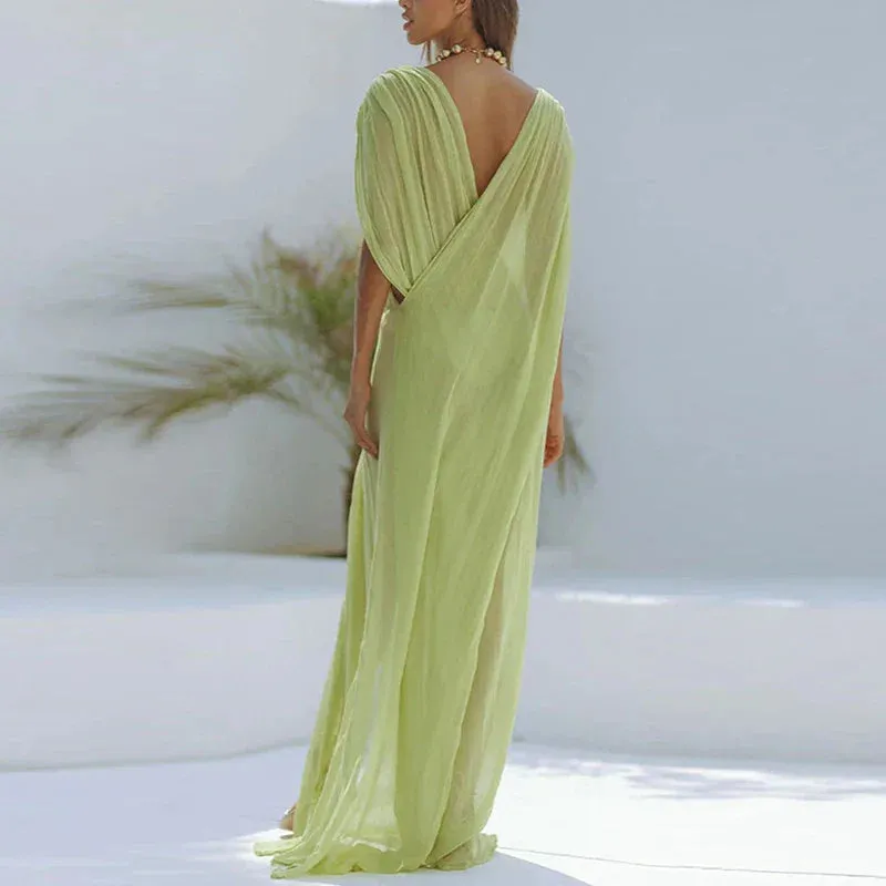 Summer Sleeveless High Split Maxi Hollow Backless Beach Elegant Elegant Dress