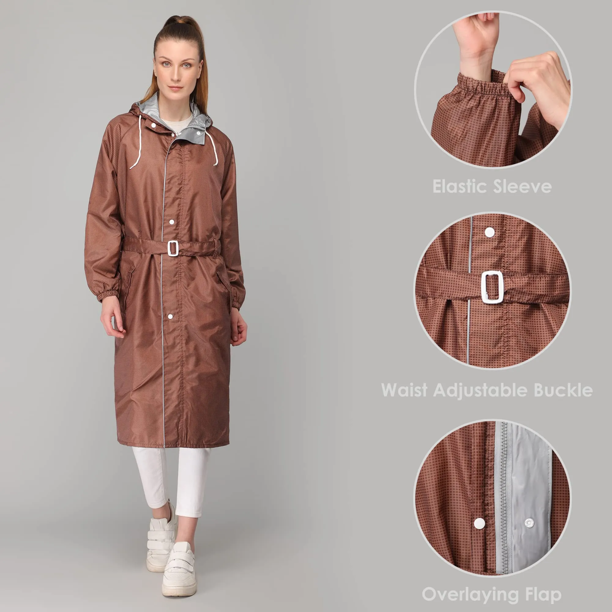 The Clownfish by STRAUSS Raincoats for Women Waterproof Reversible Double Layer. Brilliant Pro Series (Brown, X-Large)