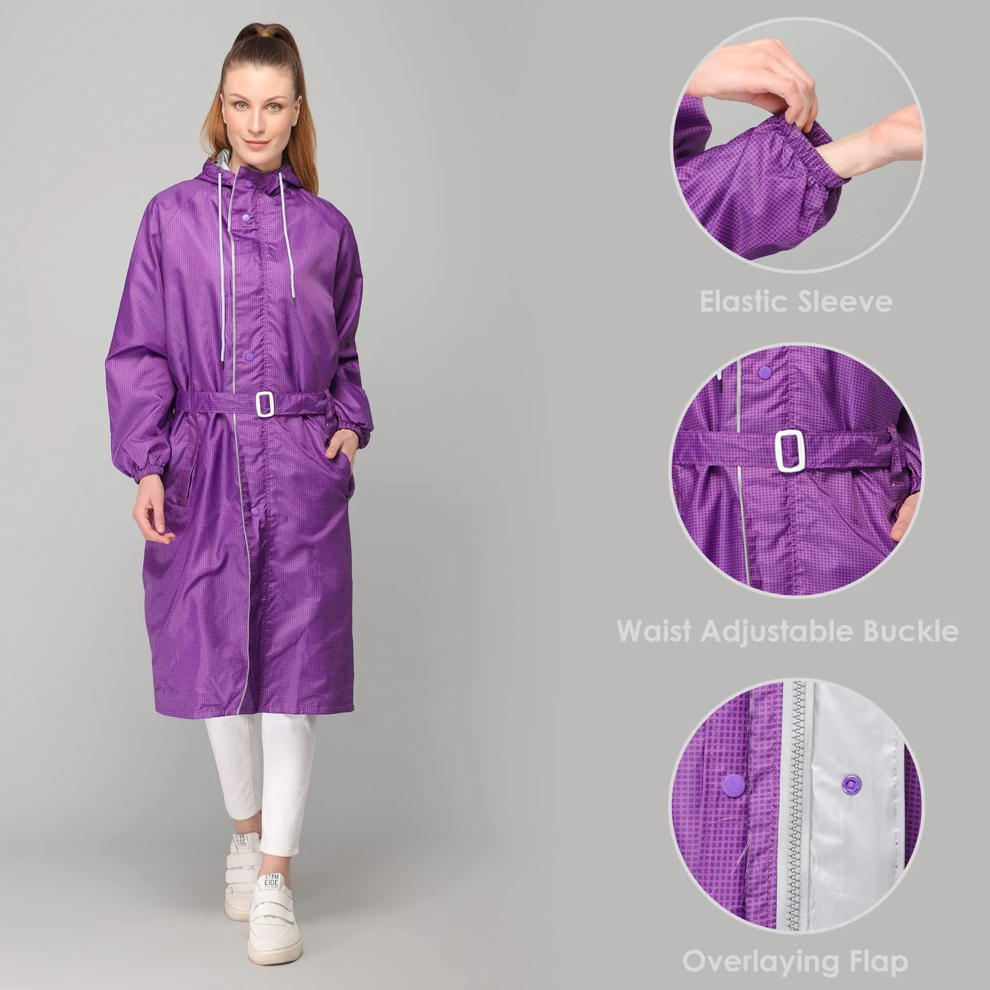 The CLOWNFISH by STRAUSS Raincoats for Women Waterproof Reversible Double Layer. Brilliant Pro Series (Purple, X-Large)