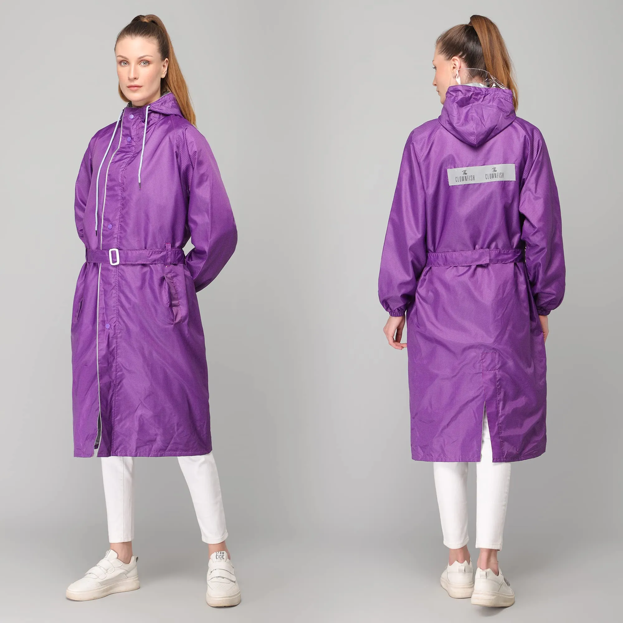 The CLOWNFISH by STRAUSS Raincoats for Women Waterproof Reversible Double Layer. Brilliant Pro Series (Purple, X-Large)