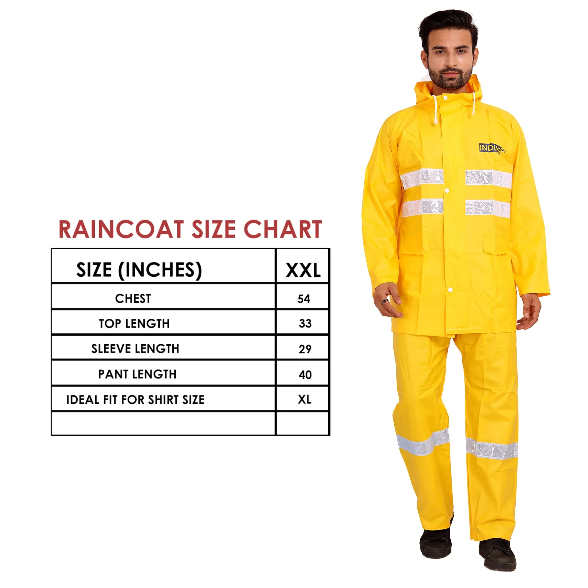 THE CLOWNFISH Polyester Rain Coat Casual Style For Men Waterproof For Bike With Hood Raincoat For Men. Set Of Top And Bottom Packed In A Storage Bag Indus Pro Series (Yellow, Xx-Large)