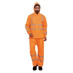 THE CLOWNFISH Rain Coat for Men Waterproof for Bike Raincoat for Men with Hood. Set of Top and Bottom. Debonair Series (Orange, X-Large)