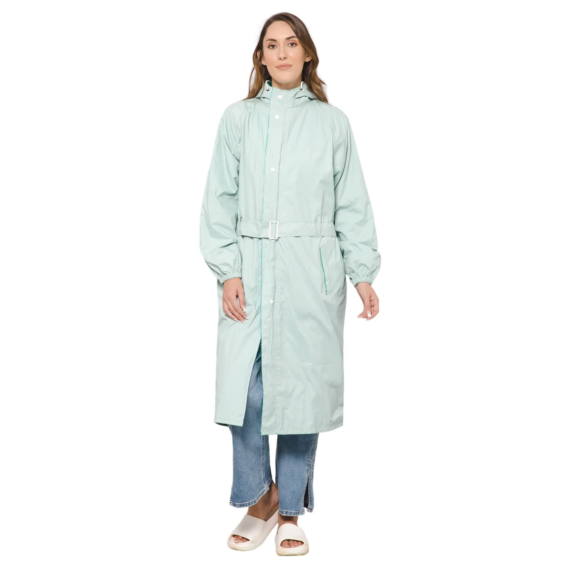 THE CLOWNFISH Raincoats for Women Rain Coat for Women Longcoat Raincoat for Ladies Waterproof Reversible Double Layer. Aquashield Series (Pista Green, XX-Large)