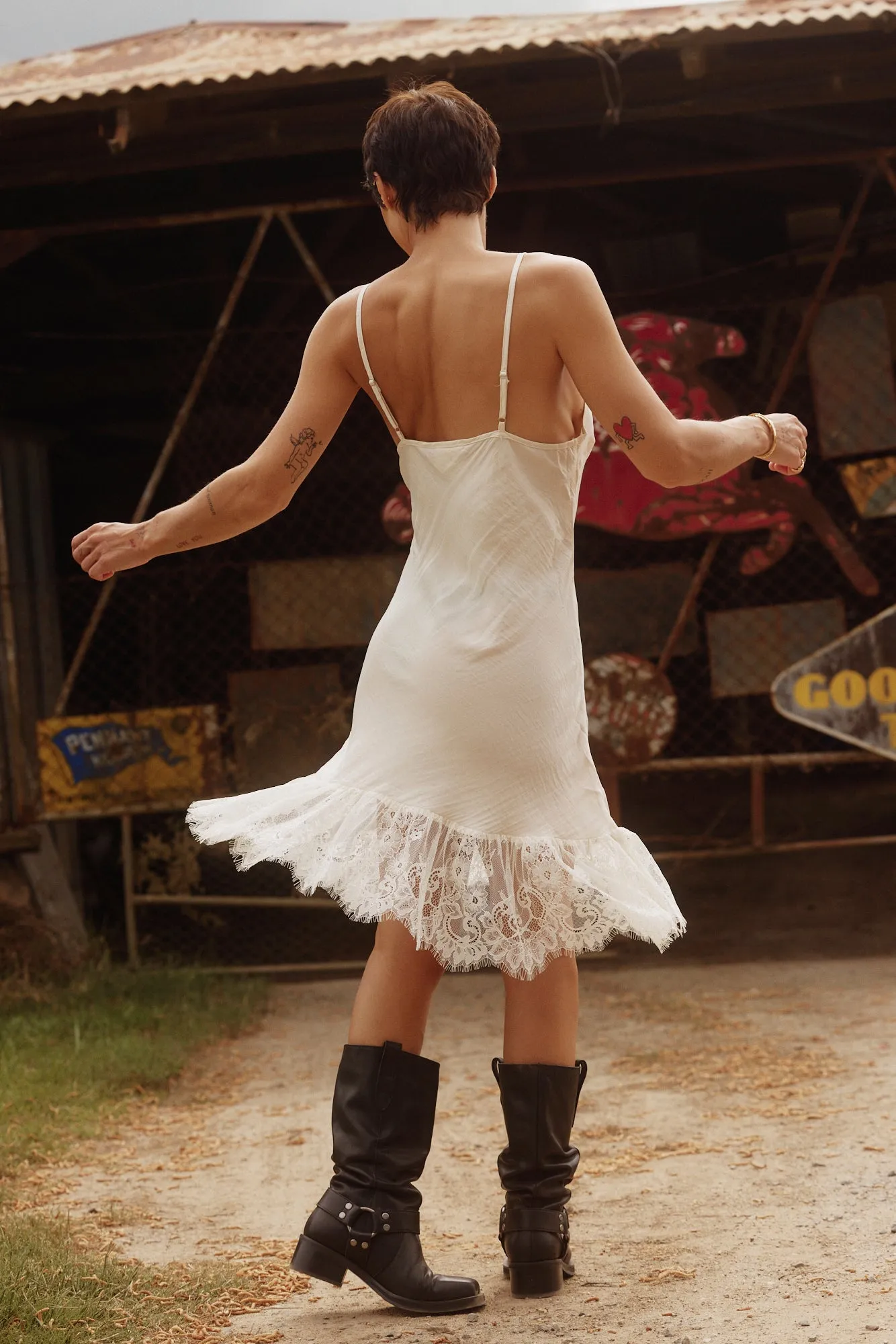 The Lace Mini Dress, Cream