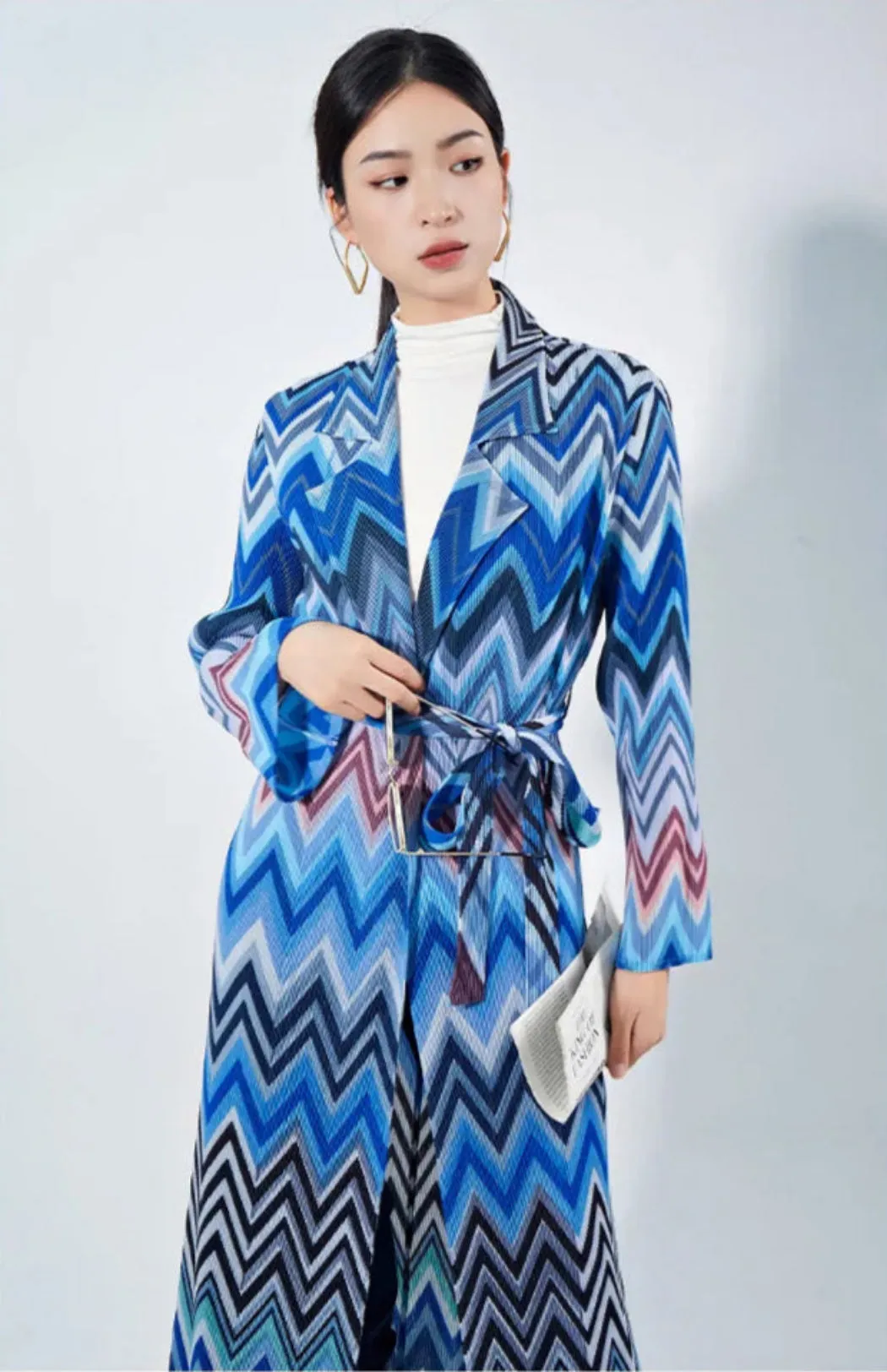 Truly Pleated Zig Zag Trench Coat