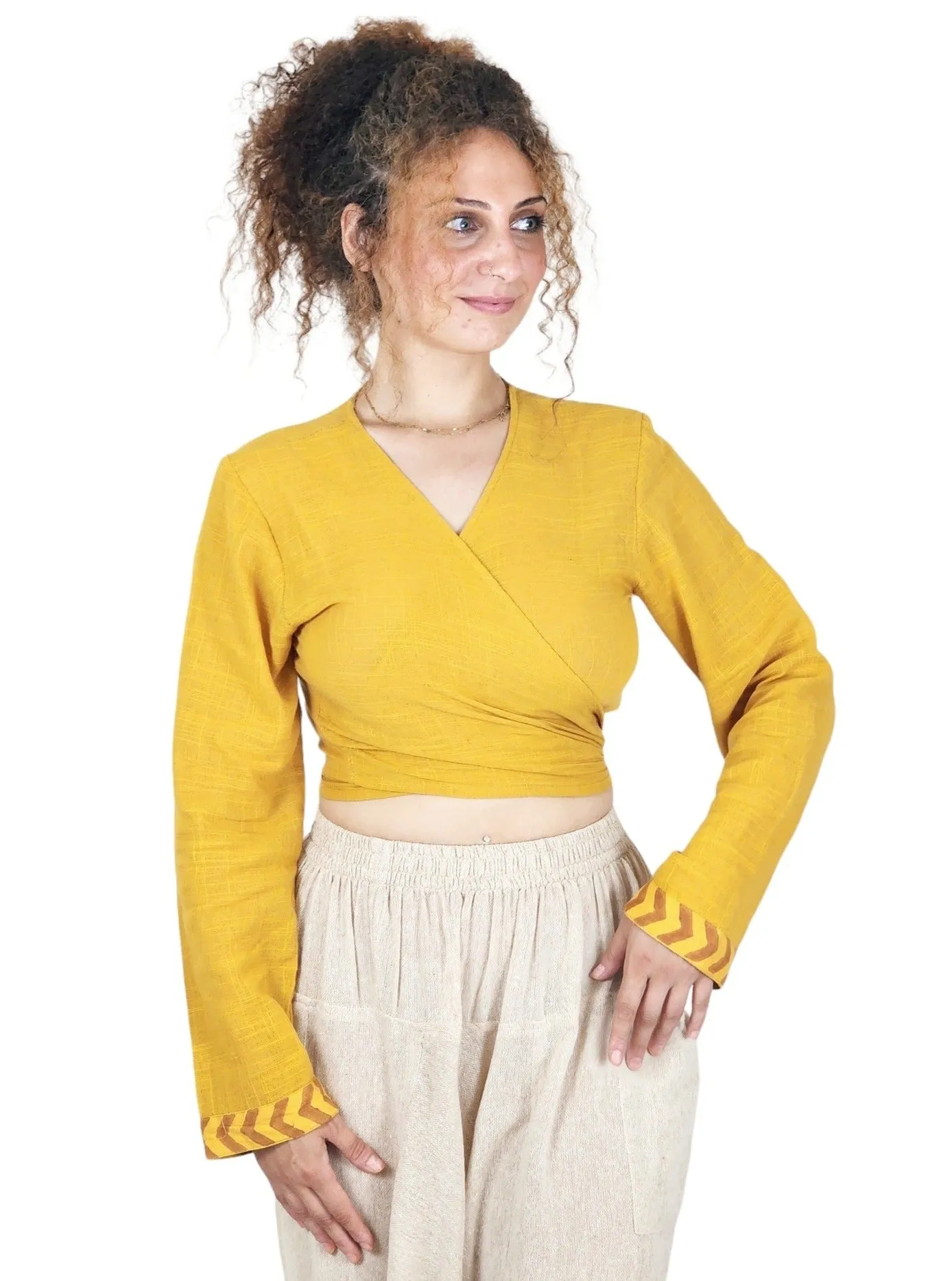 Turmeric Long Sleeve Wrap Top