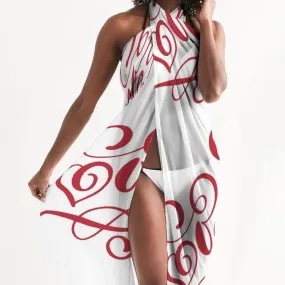 Uniquely You Sheer Sarong Swimsuit Cover Up Wrap / White and Red