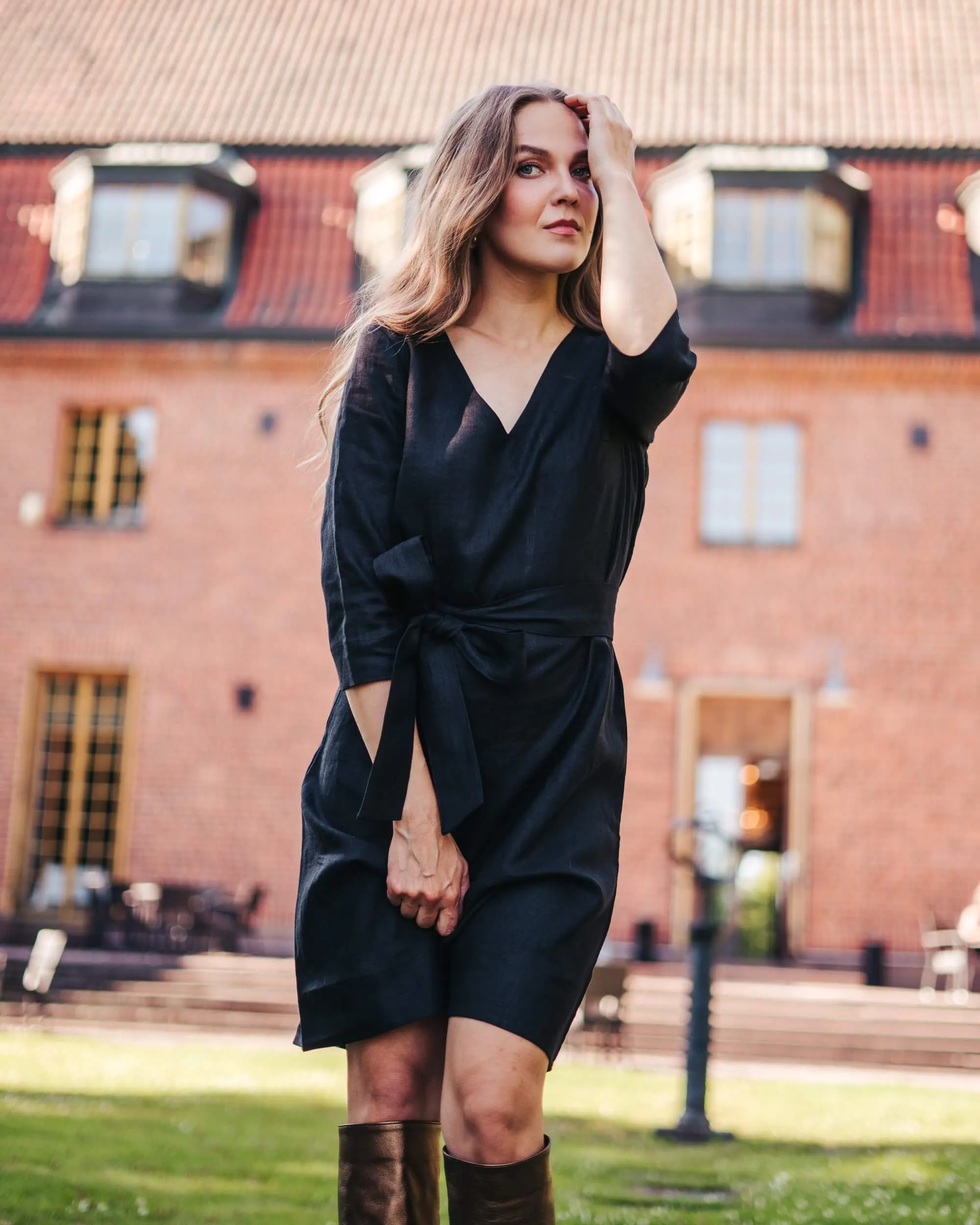 Vera Linen Dress Black