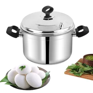 Vinod Stainless Steel Idli Pot/Idli Cooking Pot /6 Pcs Plates Induction Base Idly Maker Large /36 Cm (Makes Upto 24 Idli At A Time), Silver (36 X 23.5 X 23 Lxwxh), 1 Liter