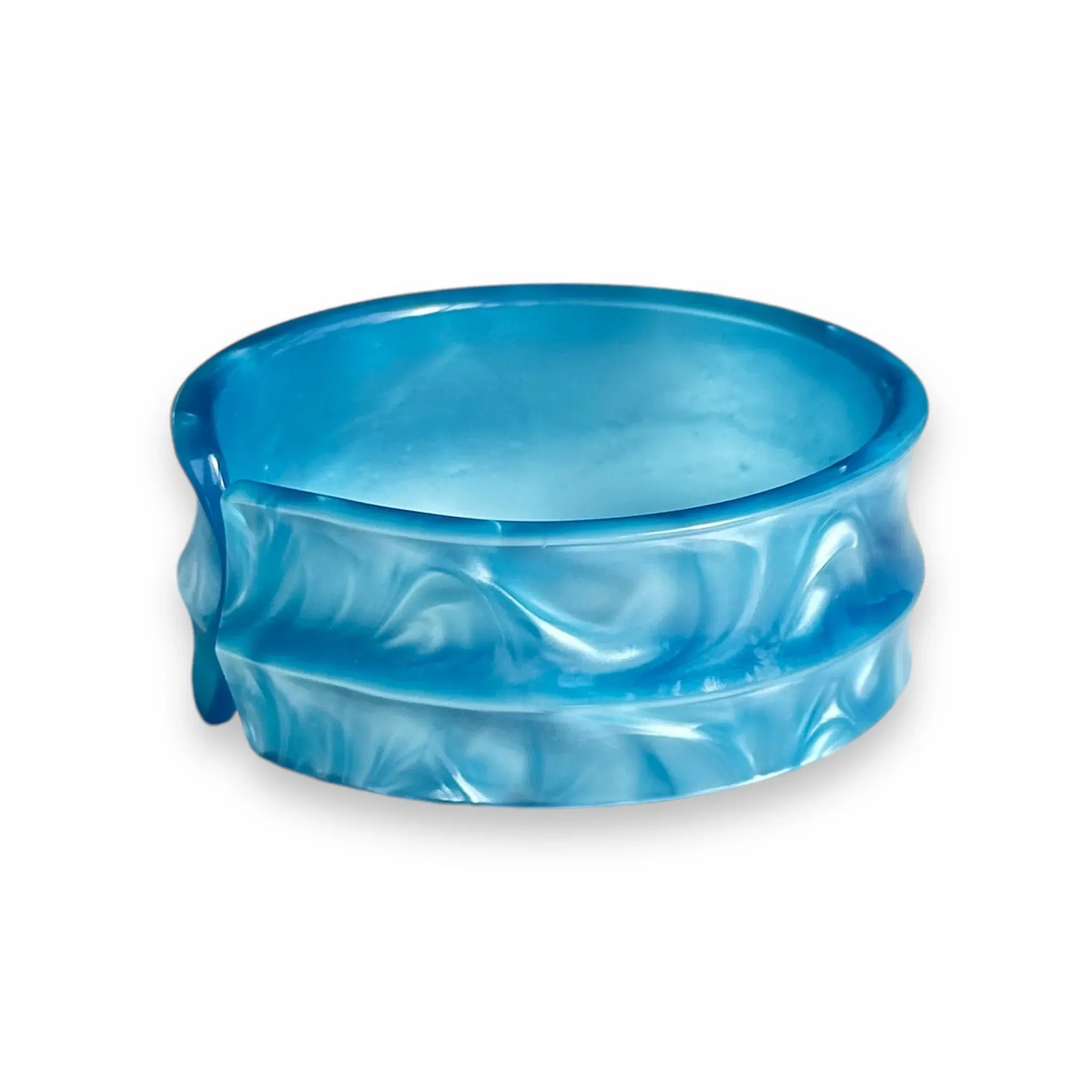 Vintage Blue Moonglow Lucite Bangle: A Celestial Statement Piece