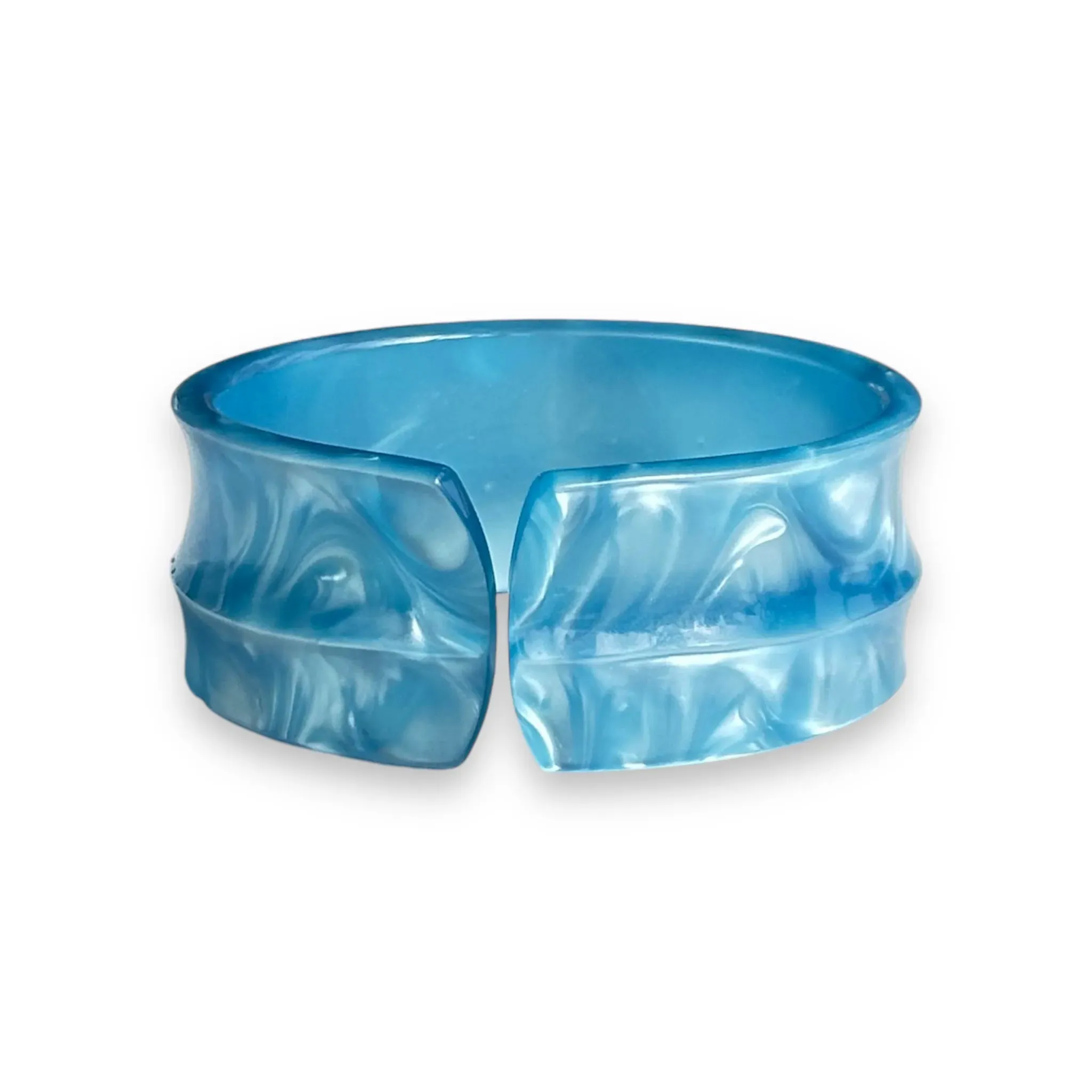 Vintage Blue Moonglow Lucite Bangle: A Celestial Statement Piece