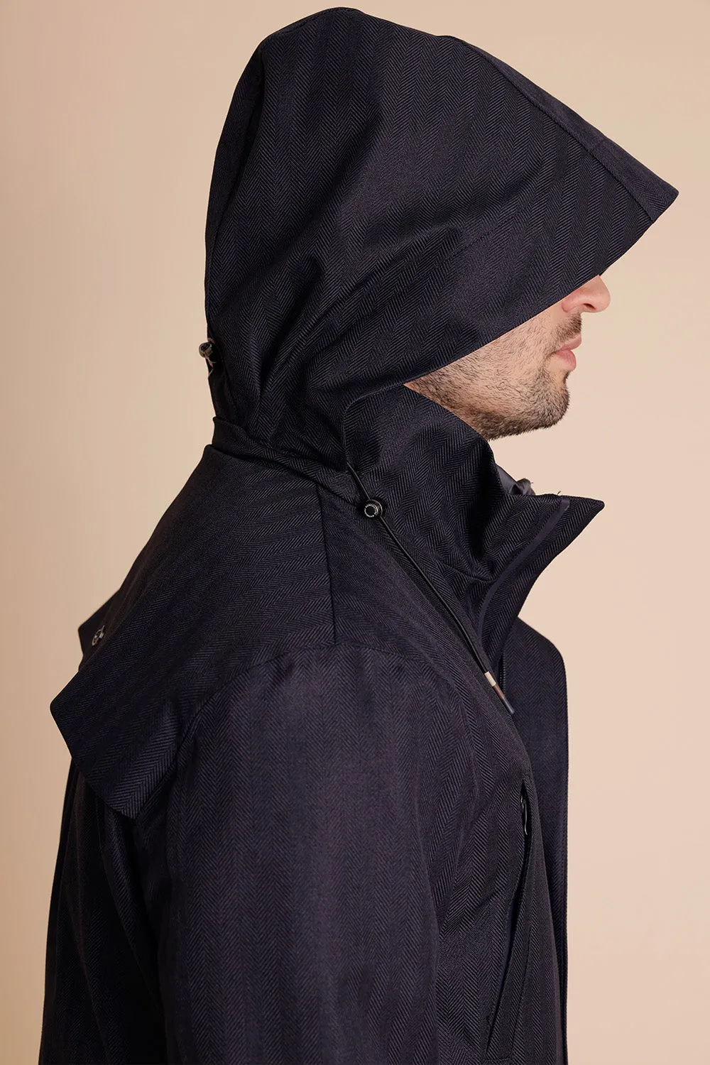 Waterproof Men's Parka 2.0 - Navy Herringbone