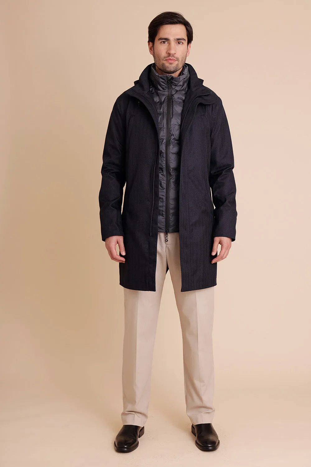 Waterproof Men's Parka 2.0 - Navy Herringbone