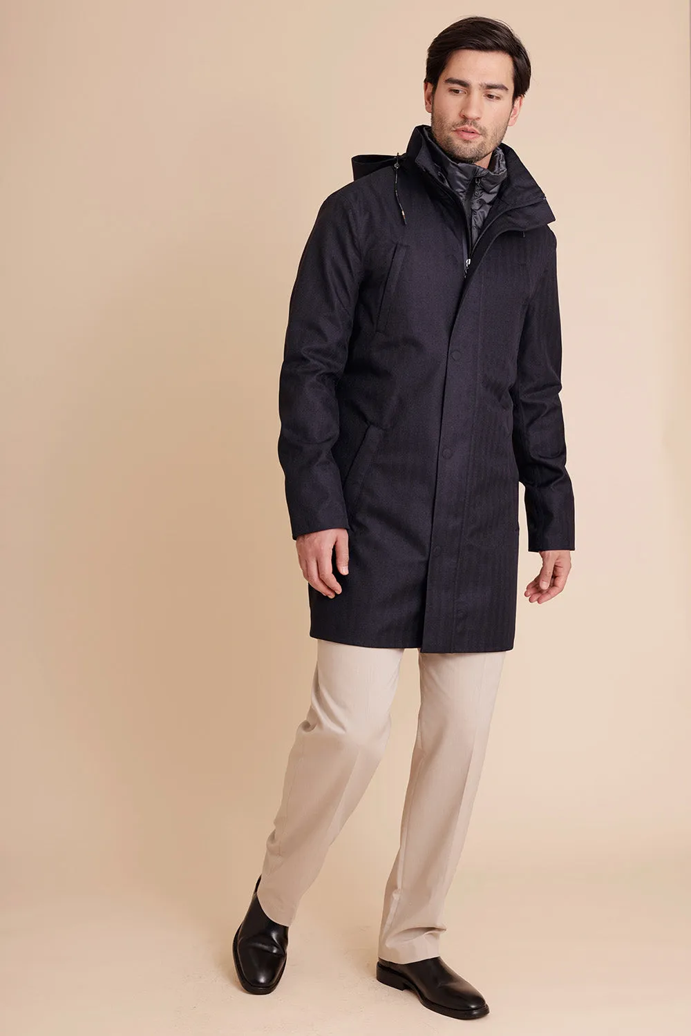 Waterproof Men's Parka 2.0 - Navy Herringbone