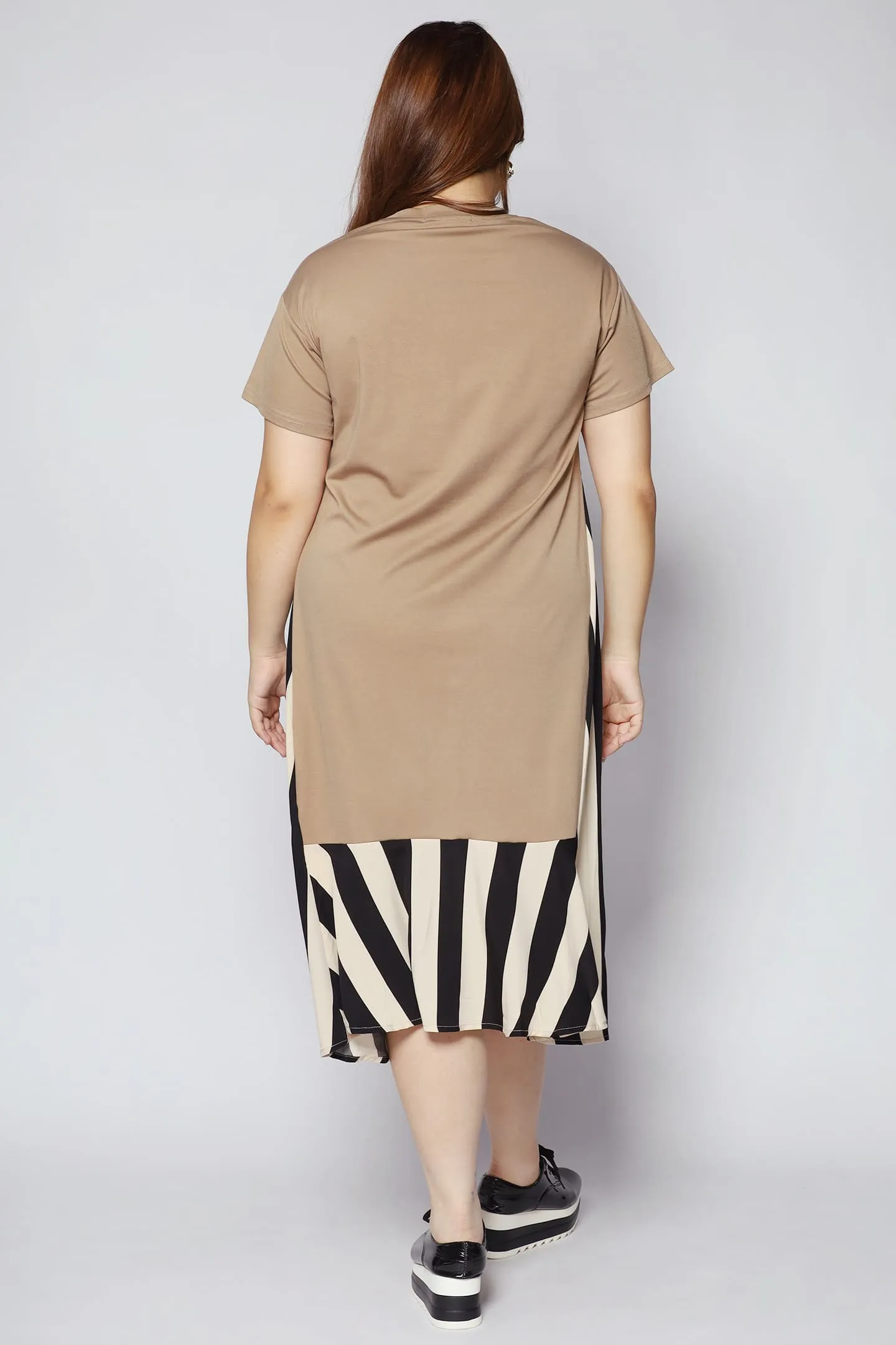 Wendy Stripes Dress in Khaki