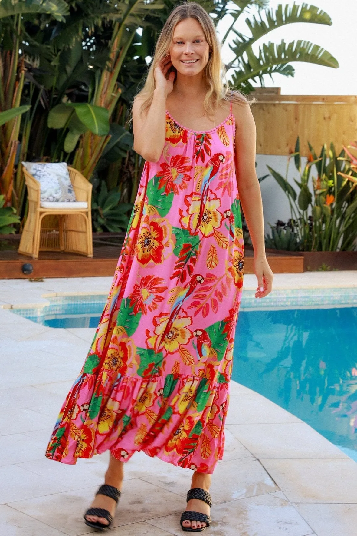 WILD POPPY SLIP MAXI DRESS PINK