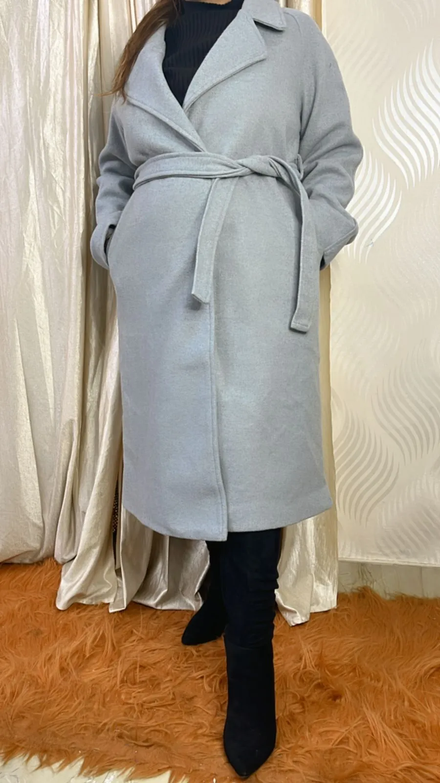 Winter long coat shrug style