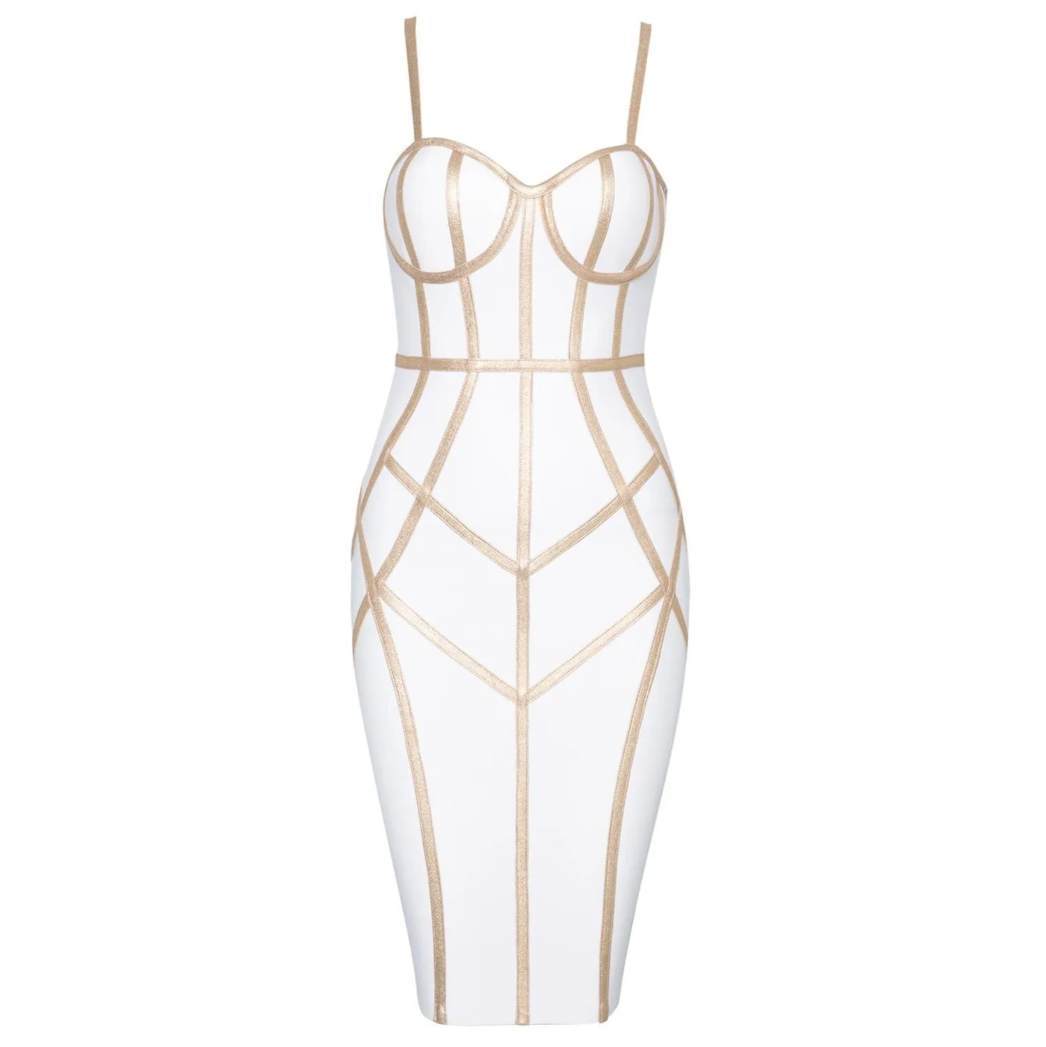 Women Bandage with gold straps Dress