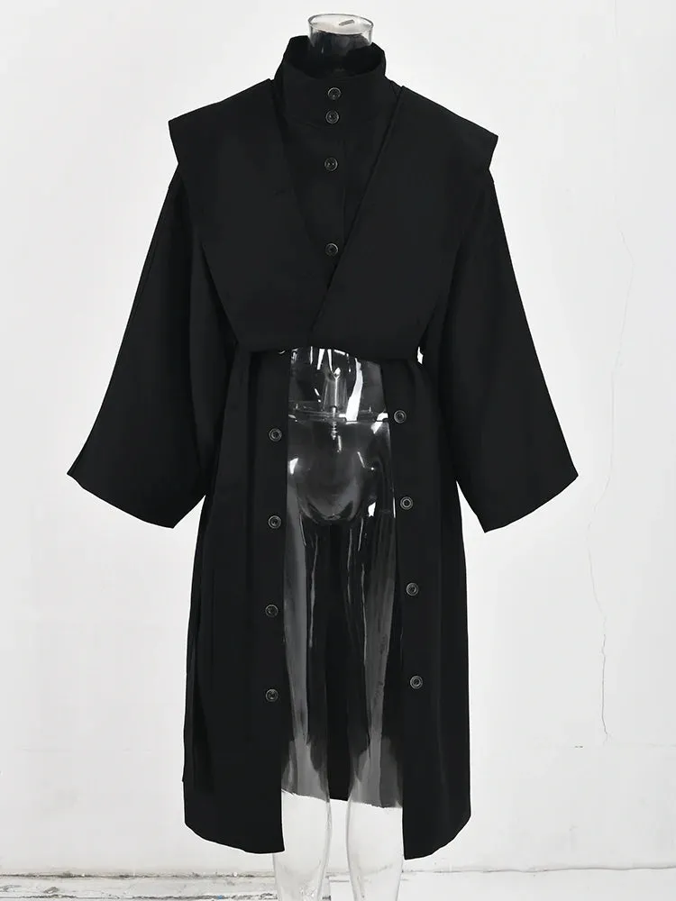 Women's Buttoned Trench Coat with Slits