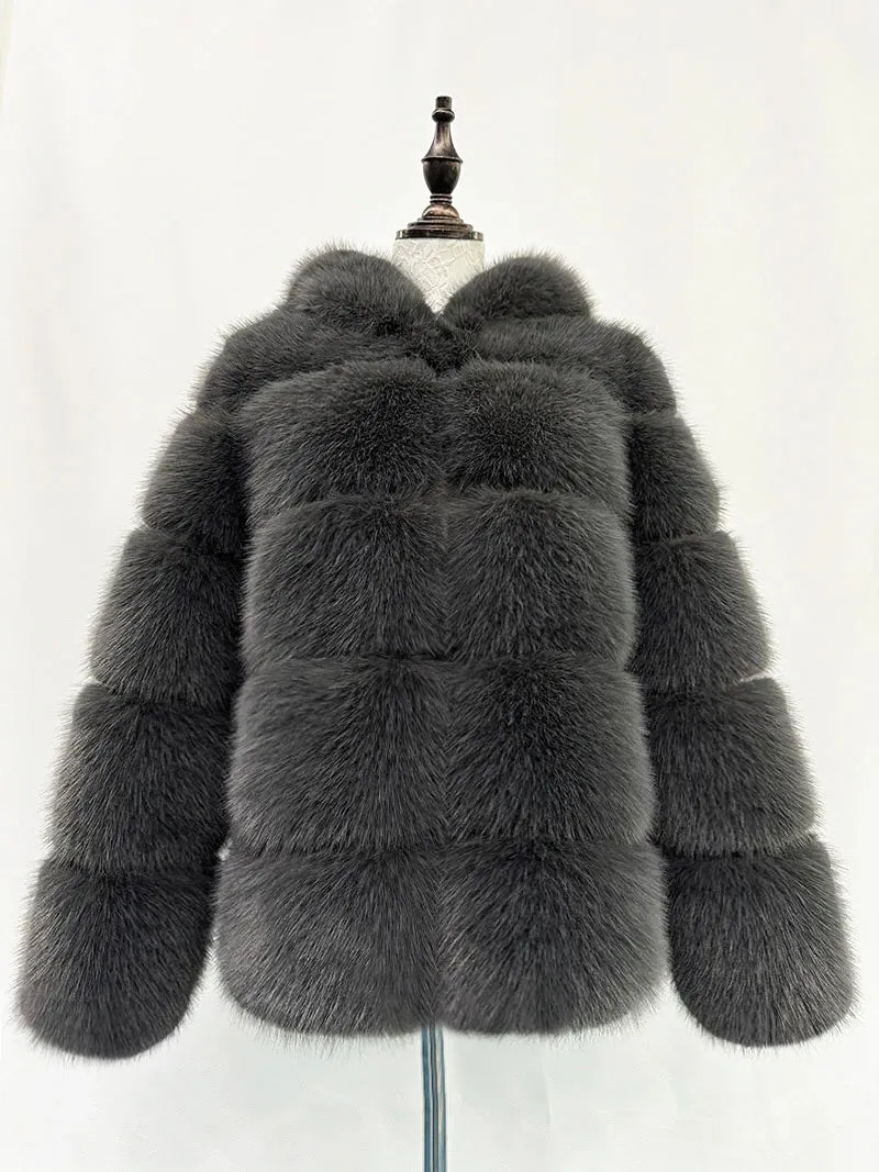 Women's Cozy Luxury Faux Fur Hooded Jacket