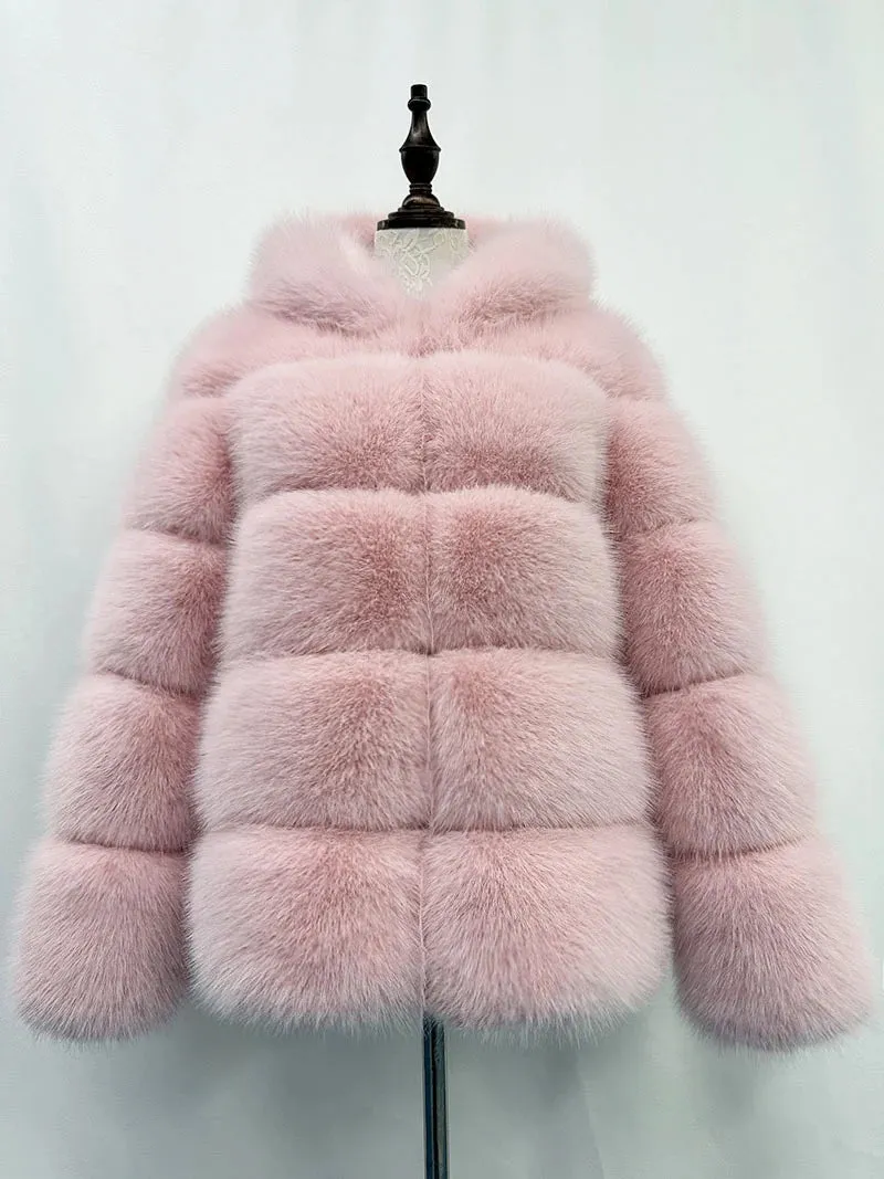 Women's Cozy Luxury Faux Fur Hooded Jacket