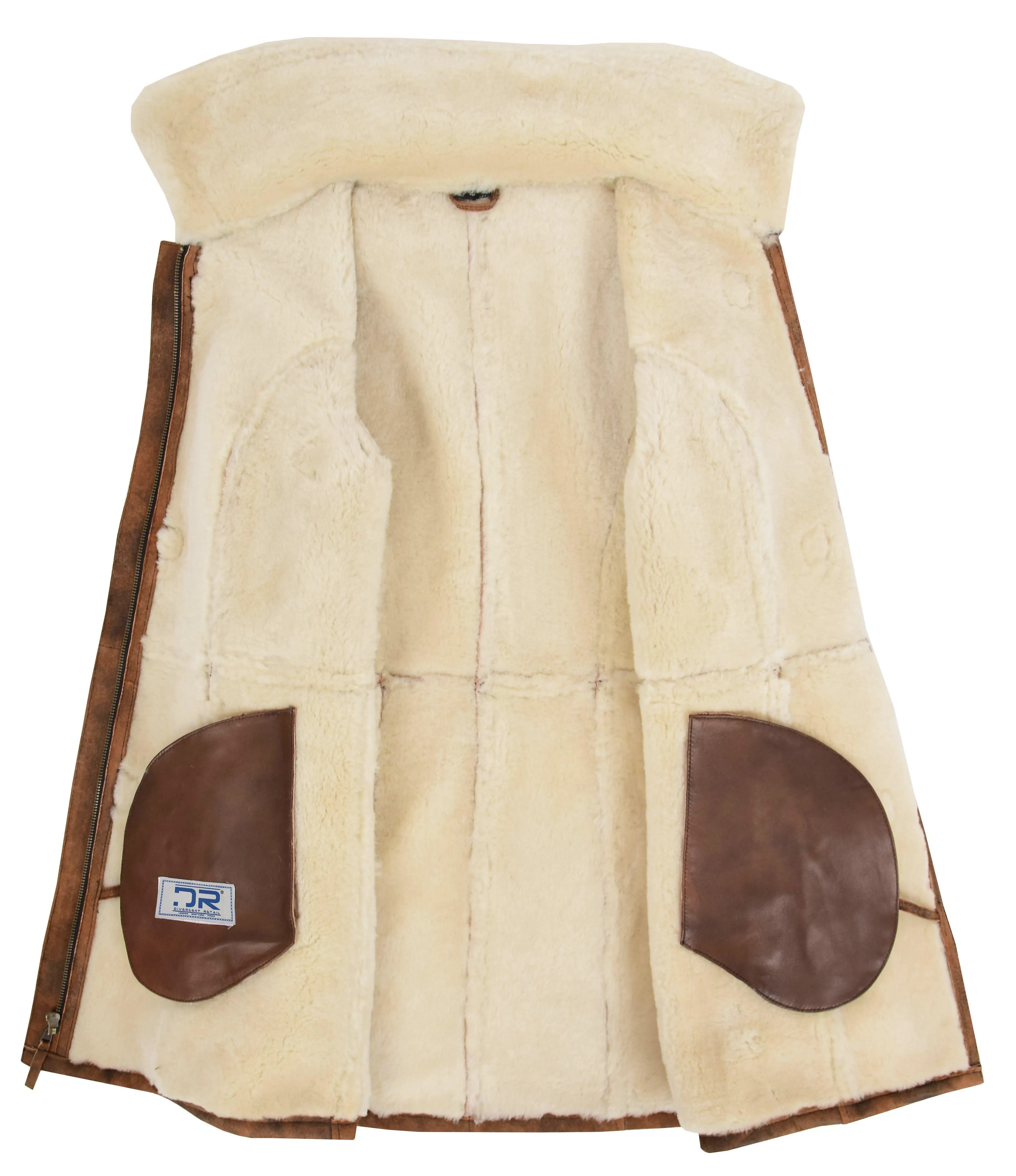 Women's Genuine Shearling Sheepskin Duffel Coat Mid Length Tan Trina