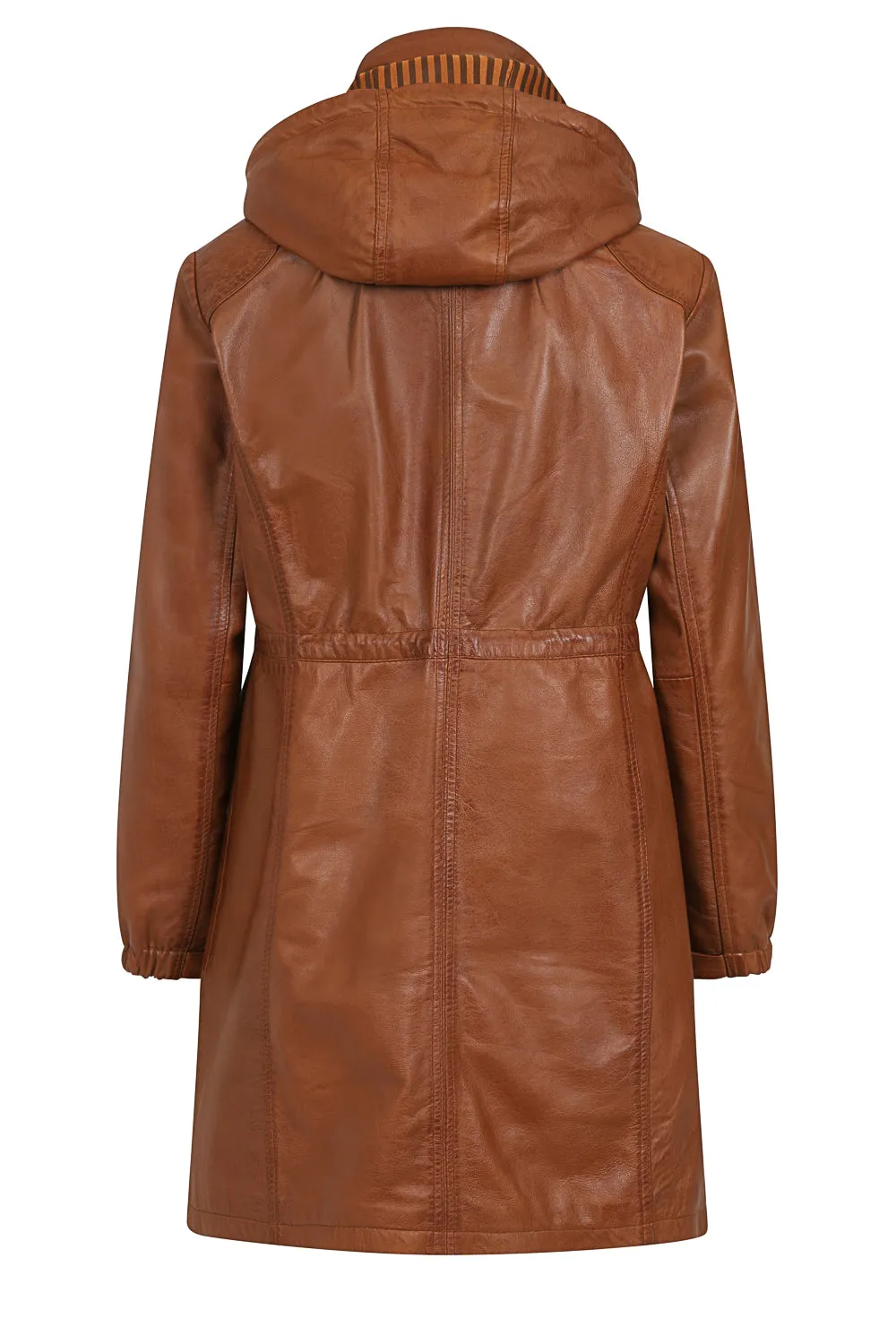 Women's ¾ Length Tan Leather Duffle Coat - 'BECKY'