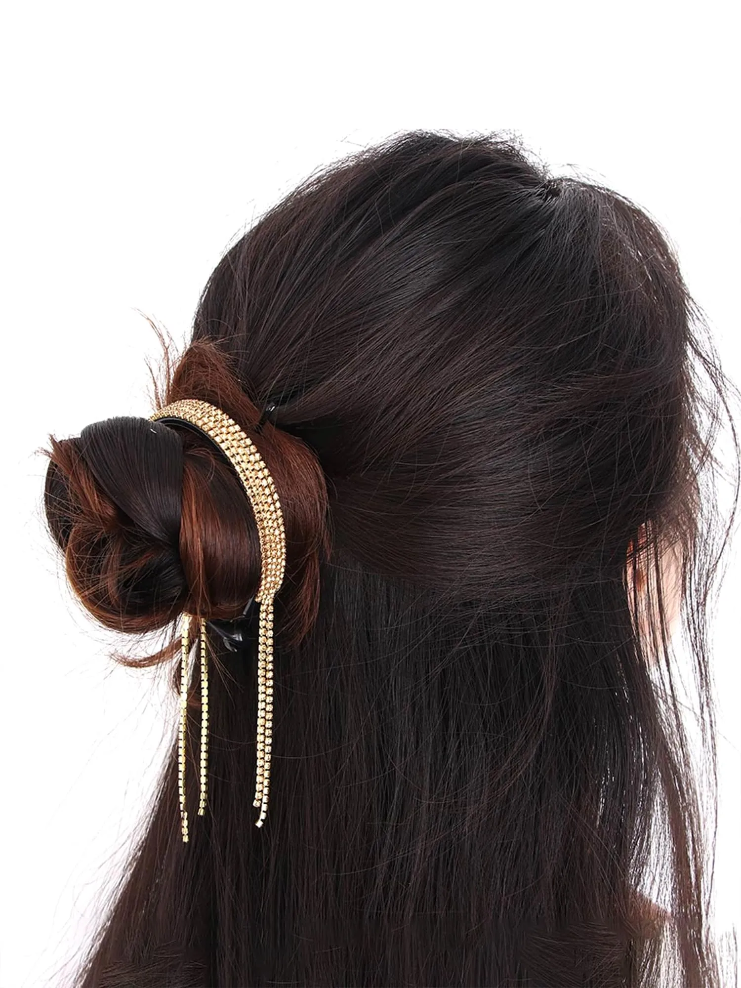 Yellow Chimes Claw Clips for Women Hair Clutches for Women Hair Accessories for Women Golden Ponytail Bun Clips for Hair Rhinestone Crystal Tassel Claws for Hair Buns Clips for Women and Girls Gifts