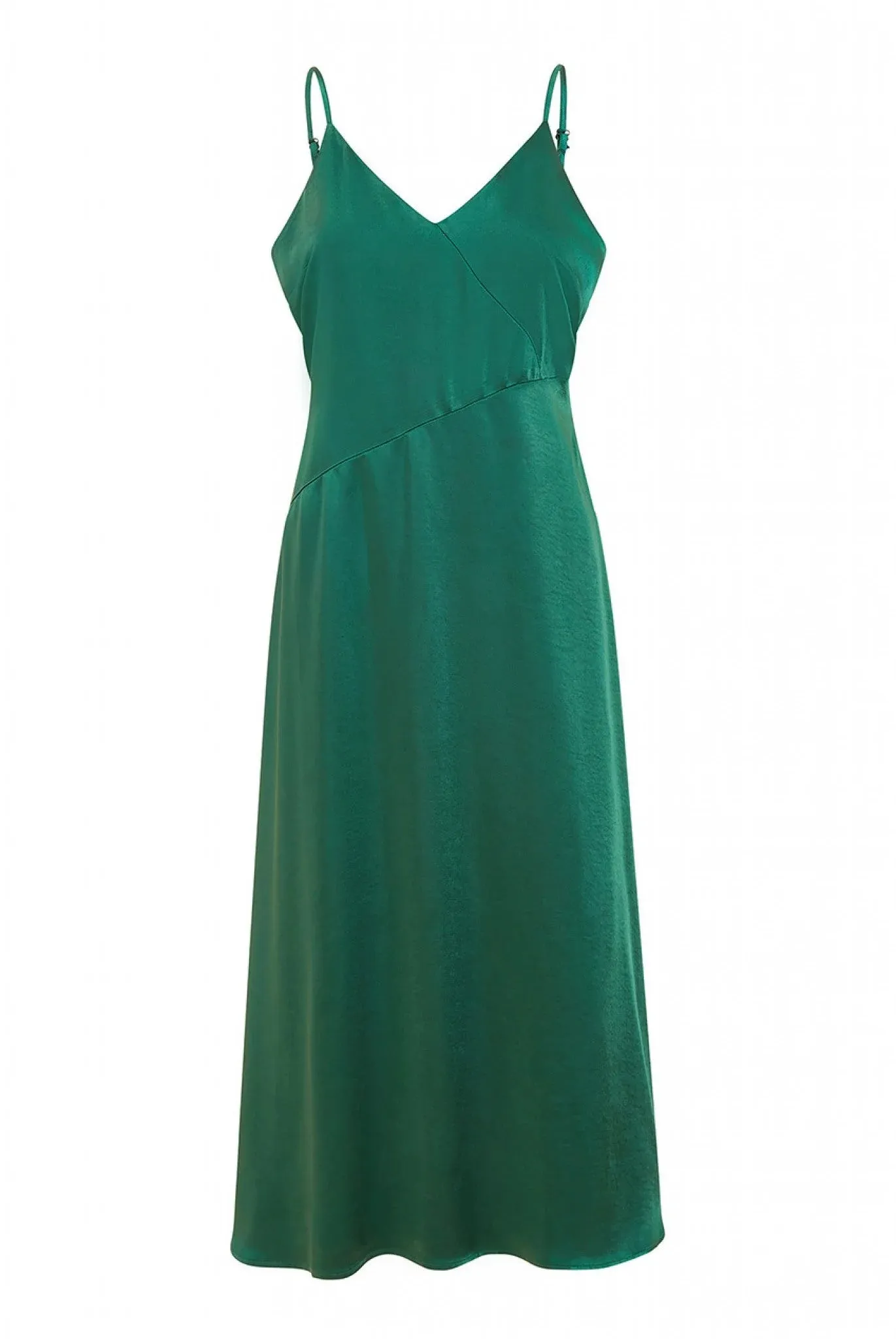 Yumi Green Satin Strappy Midi Dress