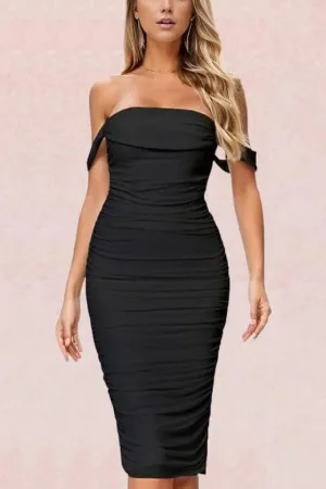 Zia Bodycon Wrap Midi Dress - Classic Black